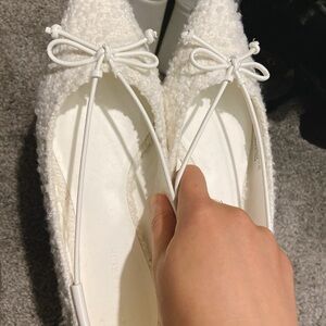Charles & Keith White Textured Flats